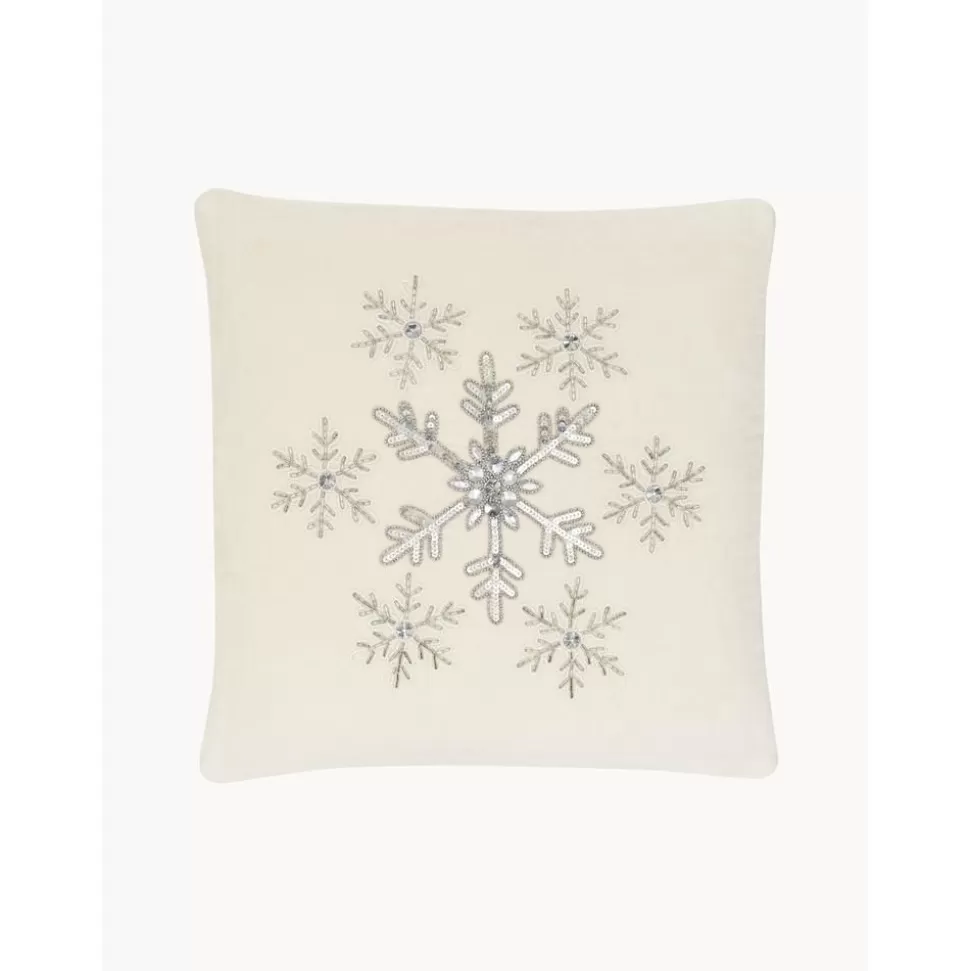 Flash Sale Westwing Collection Bestickte Samt-Kissenhulle Snowflake Mit Kederumrandung