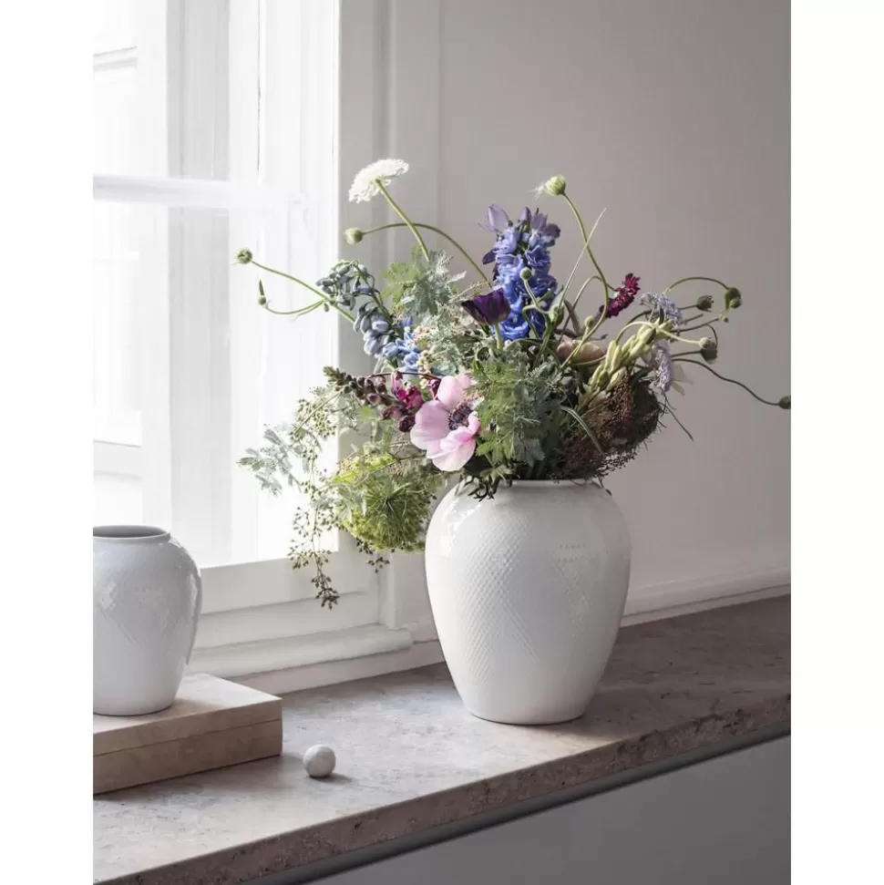 Outlet Lyngby Porcelaen Handgefertigte Porzellan-Vase Rhombe, H 25 Cm