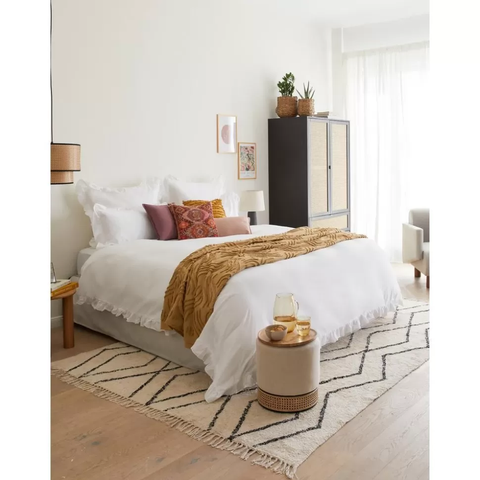 Clearance Westwing Collection Handgetufteter Baumwollteppich Bina Mit Rautenmuster Und Fransen