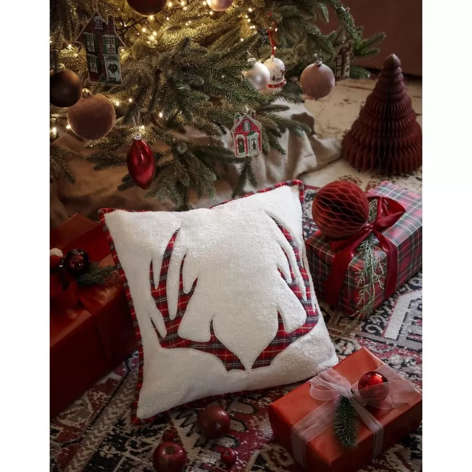 Online Westwing Collection Karierte Kissenhulle Myles Mit Weihnachtlichem Motiv