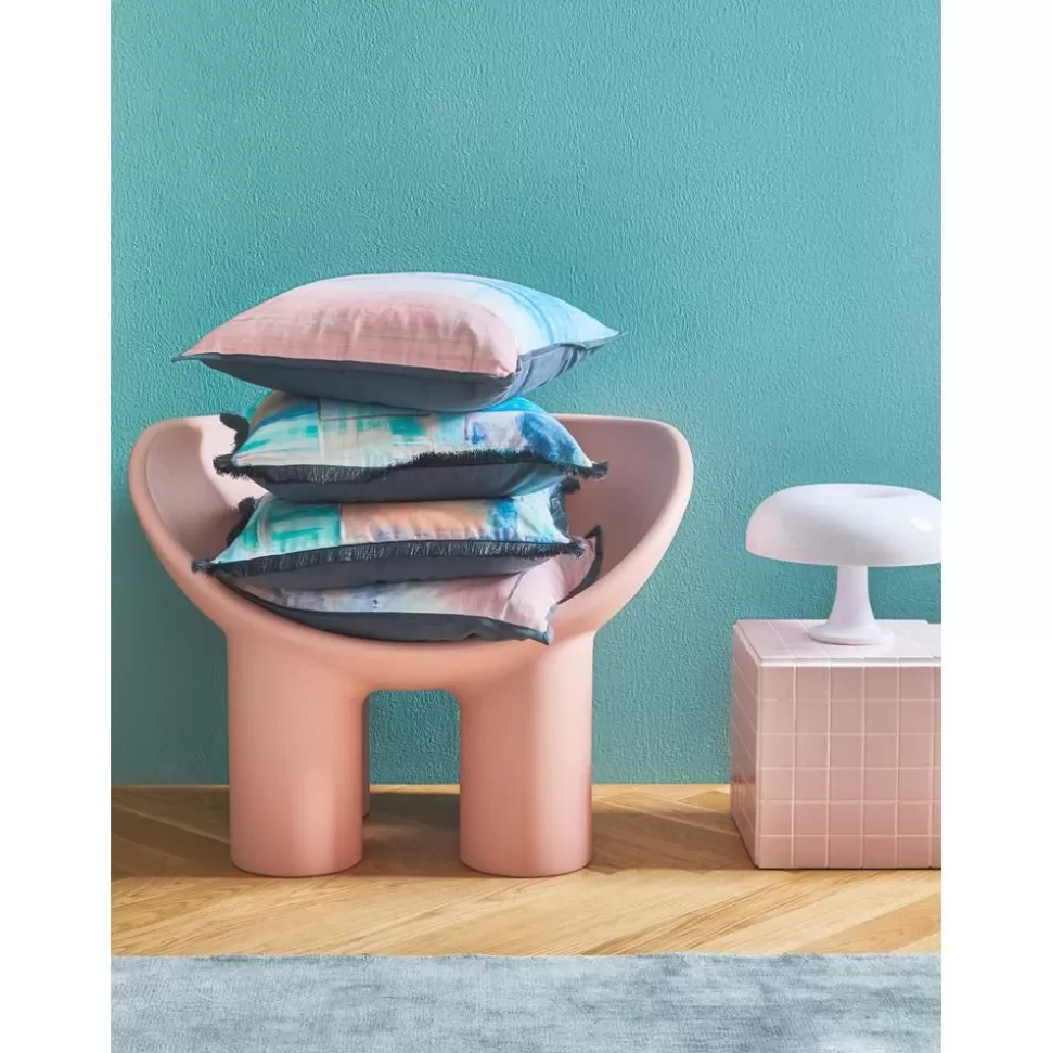 Flash Sale Westwing Collection Kissenhulle Colori Im Aquarell-Look Mit Fransen