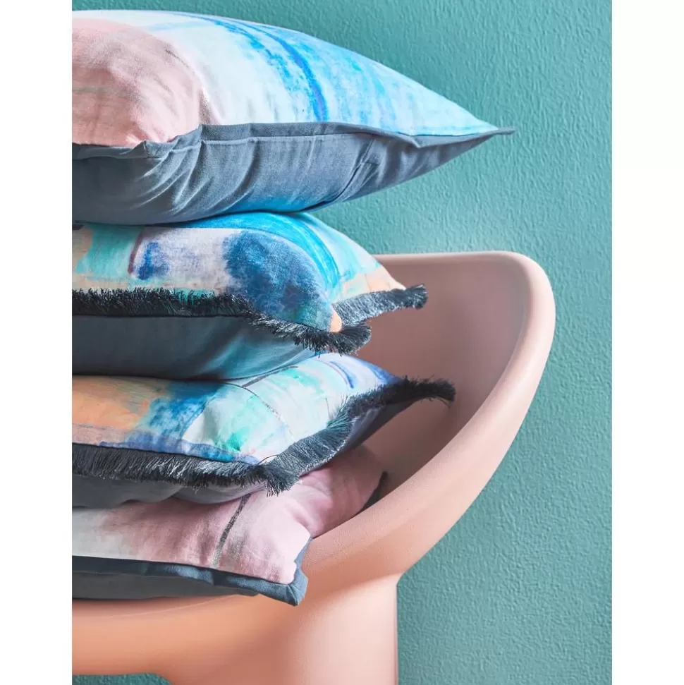 Hot Westwing Collection Kissenhulle Colori Im Aquarell-Look Mit Fransen