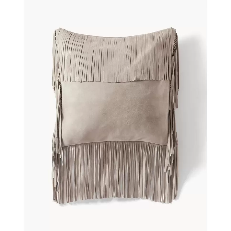 Outlet Westwing Collection Leder-Kissenhulle Amaia Mit Fransen