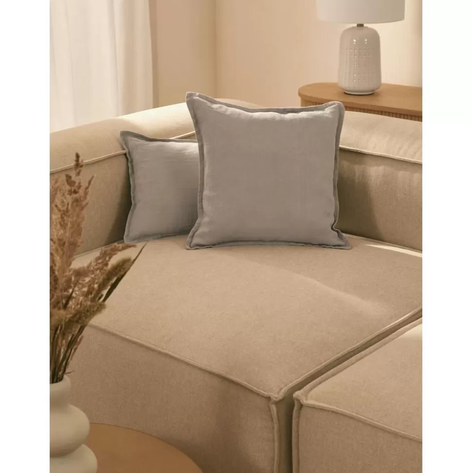 Outlet Westwing Collection Leinen-Kissenhulle Lanya In Hellgrau