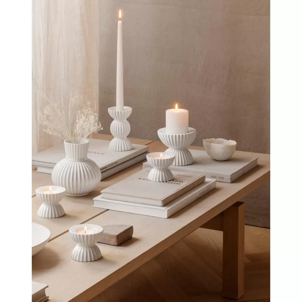 Sale Lyngby Porcelaen Porzellan-Teelichthalter Tura Mit Geriffelter Oberflache