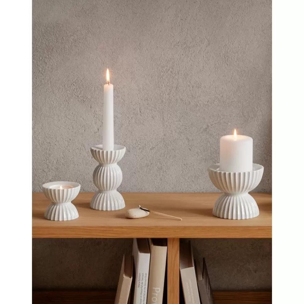 Fashion Lyngby Porcelaen Porzellan-Windlicht Tura Mit Geriffelter Oberflache