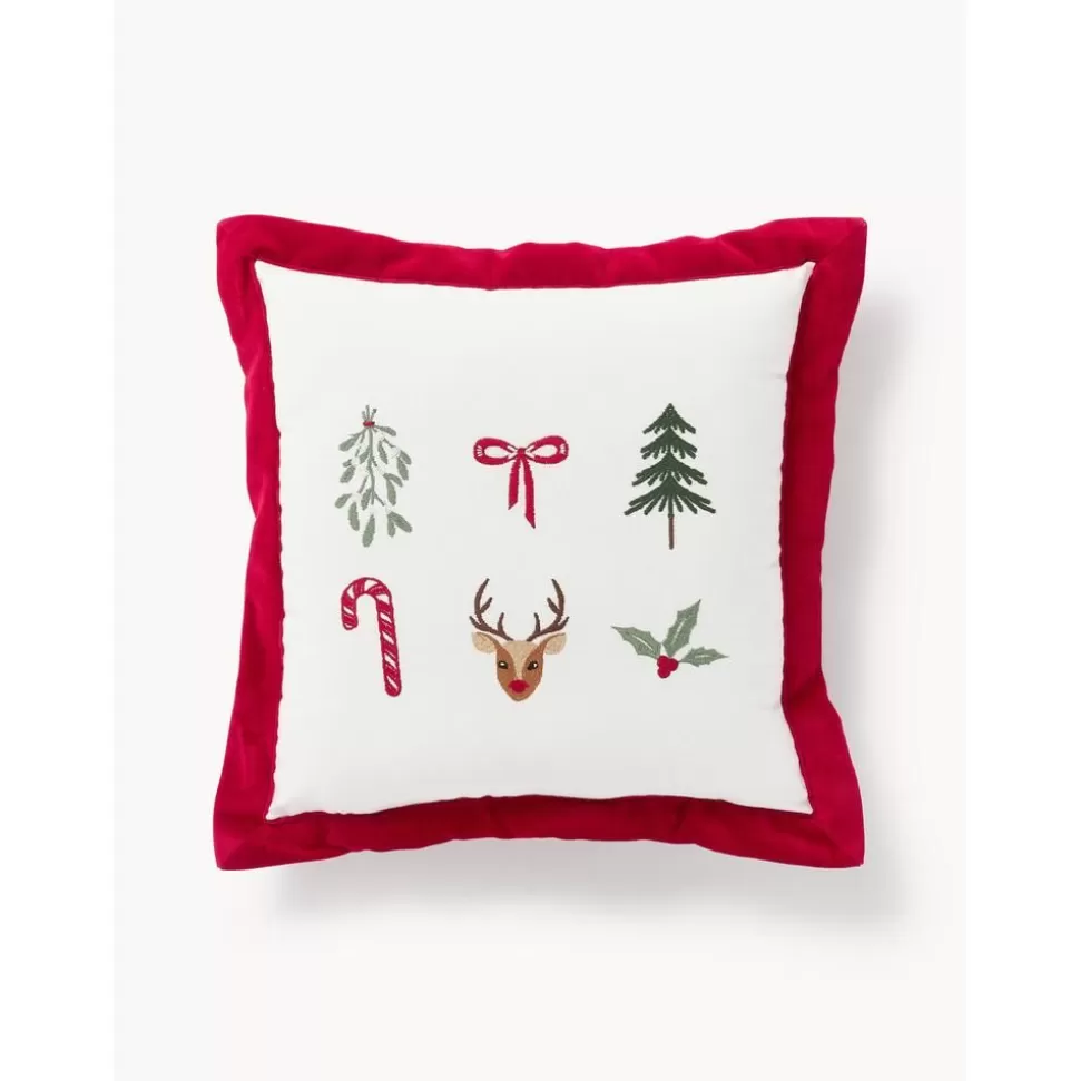 Best Sale Westwing Collection Weihnachtlich Besticktes Samt-Kissen Rudy, Mit Inlett